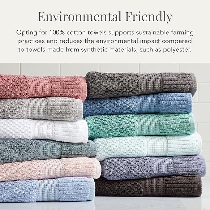 NY Loft 100% Cotton Hand Towel 6 Pack Hand Towel Set | Super Soft & Absorbent Quick-Dry Hand Towels 16" x 28" |Textured and Durable Cotton | Trinity Collection (6 Pack Hand Towel, Seafoam)
