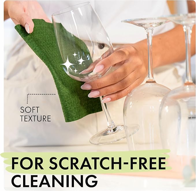 SUPERSCANDI 5 Pack Swedish Dishcloths for Kitchen - 100% Biodegradable & Compostable Reusable Paper Towels Washable, Food-Safe & Without Plastic - Dish Rags for Any Surface, Premium, Forest Green
