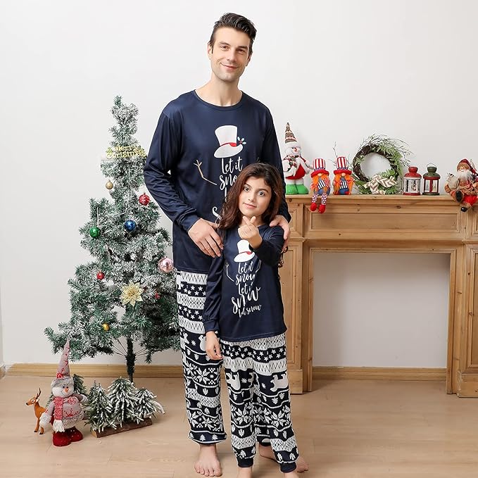 Family Christmas PJs Matching Sets, Cute Holiday Pajamas Printed Top and Pants, Xmas Jammies for Couples/Men/Women