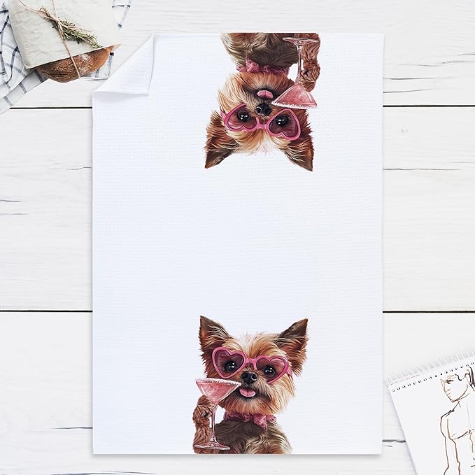 Cabana Bro Yorkshire Terrier Gifts Kitchen Towels, Yorkie Gifts for Women Dog Mom Decorative Hand Towels for Bathroom, Funny Yorkshire Terrier Cocktail Dish Tea Towels for Kitchen, 16x24 Inch