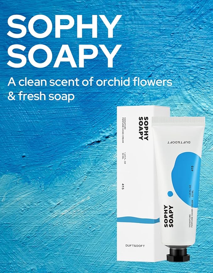 DUFT&DOFT Sophy Soapy Signature Perufume Nourishing Hand Cream, Non-greasy, Refreshing Hydration, Shea Butter, Vitamin E, Feel-Good Fragrance – 1.69 oz.