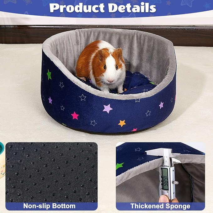 Glittme Soft Guinea Pig Bed, 11.8" Machine Washable Small Animal House Bed | Small Animal Hideout Features A Thick Removable Mat And Plush Fleece For A Cozy Resting Spot In Various Pet Cages