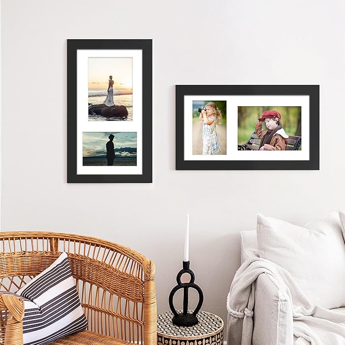 8x14 Picture Frame Collage Display 4x6 and 5x7 Photos for Available Horizontal Wall Mounting Display and Vertical Black