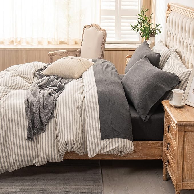 PURE ERA Jersey Knit 4pc Bed Sheet Set 100% T-Shirt Heather Cotton Super Soft Comfy Breathable Fits Mattress Up to 20" Extra Deep Pocket (Charcoal Dark Grey, Cal King)