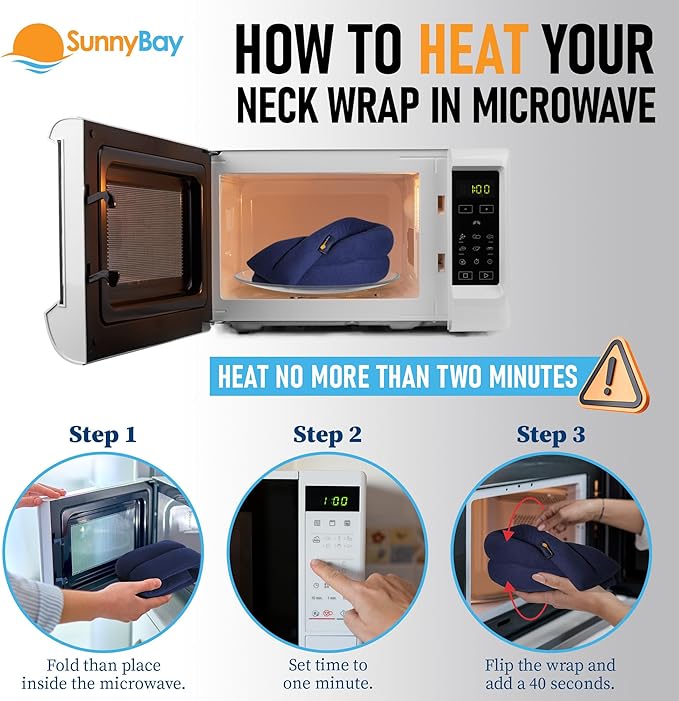 SunnyBay Microwave Heating Pad for Neck and Shoulders, 2.2 lbs 26 inch Long Versatile Microwavable Neck Wrap Warmer or Cool Pack, Hot or Cold Therapy to Relax Sore Muscles (Blue)