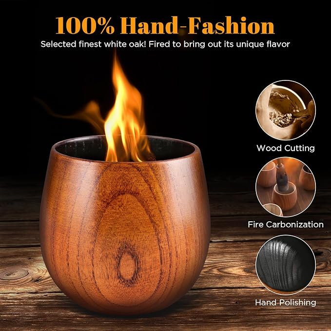 GENUINED Enlarged Charred Wooden Whiskey Glasses, Bourbon Gifts for Men, Anniversary, Birthday, Christmas Gifts, Old Fashioned Smoked Bourbon Drinking Glass(1 Pack)