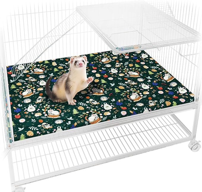 Ferret Cage Liner for Ferret Nation & Critter Nation Cage | Washable Bedding, Leakproof Cage Accessories for Ferrets, Chinchillas, Rats & Other Small Animals(Bottom Pan Liner)