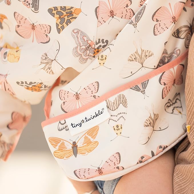Tiny Twinkle Long Sleeve Bib for Babies & Toddlers – Waterproof Smock Bib for Eating – Machine Washable & Mess-Proof, Baby Feeding Essential & Shower Must-Have(Flutter, 2-4Y)