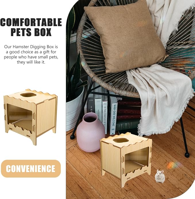 UKCOCO Hamster Digging House Toy Comfortable Hideout Nest Thick Bedding for Small Pets Mining Box for Hamsters Gerbils and Mice
