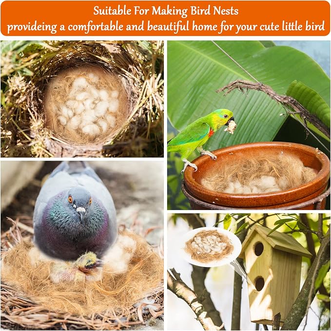 Sukh Bird Nesting Material - Bird Nest Bedding for Hummingbird Finch | Natural Nest Building Material for Parakeet Cage, Garden, Tree Trunks, DIY Bird Nests, Small Birds Supplies (3)