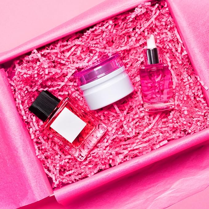 ZEBMOON 2 LB Hot Pink Crinkle Cut Paper Shred Filler Great for Gift Wrapping, Basket Filling, Birthday, Wedding, Halloween, Thanksgiving, Christmas Day, New Year Party Decorations Filling Supplies