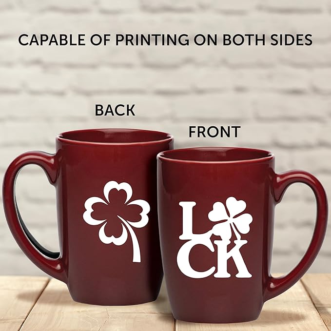 DISCOUNT PROMOS 50 Large Mocha Glossy Ceramic Coffee Mugs Set, 16 oz. - Customizable Text, Logo - Stoneware, Smooth, Durable, C-handle - Maroon