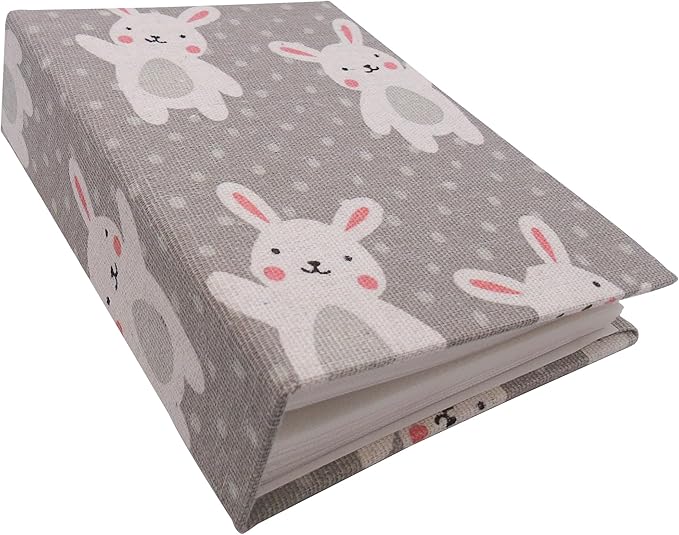 Kids Photo Album, 100 Pockets 5x7 Picture Album, Slip-in Linen Cover Photo Album Book for Boys, Girls, Family(Bunny)