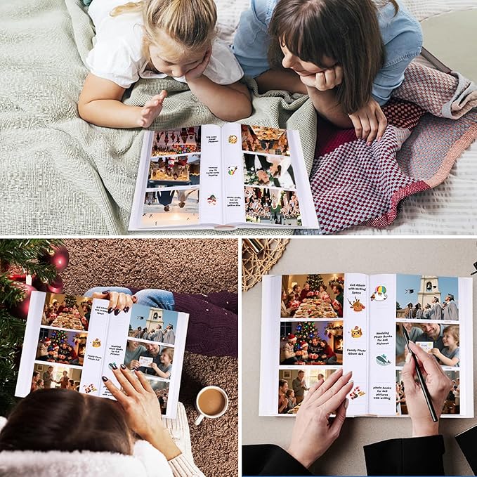 Ruibytree Photo Album 4x6 450 Photos with Writing Space,PU Leather Cover with Front Window Picture Album,4 x 6 Photo Book for Wedding Kids Travel Family Baby Vacation Couple (White)