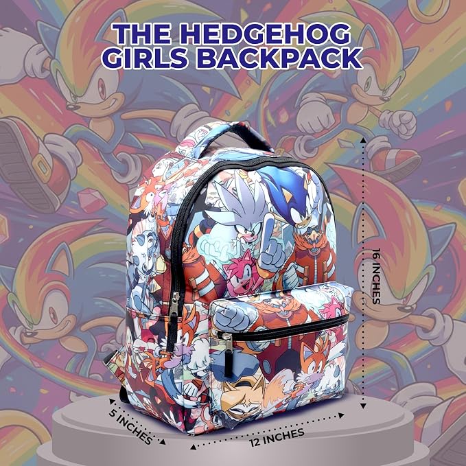 AI ACCESSORY INNOVATIONS Sonic The Hedgehog Backpack: Engaging School Bag with Sonic Characters for Kids & Adults Durable & Comfortable Everyday Gear