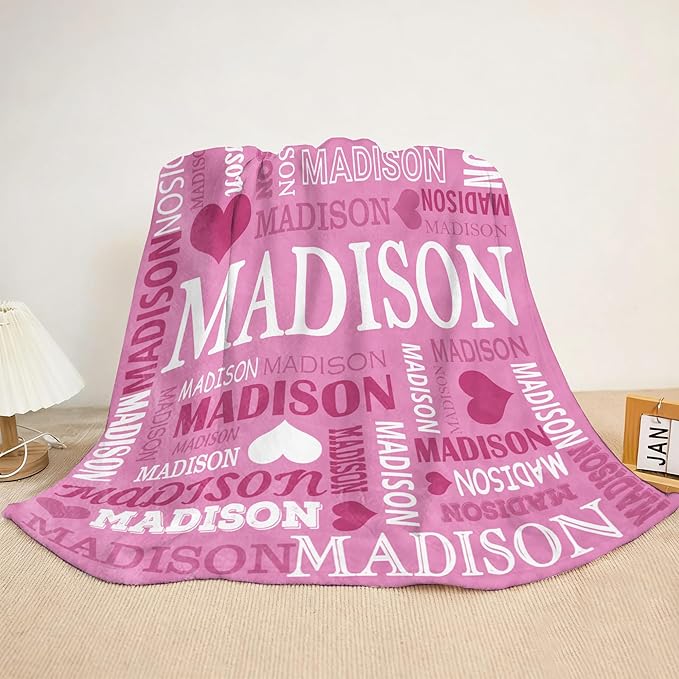 Ships Next Day- Custom Blanket with Name, Personalized Kids Throw Blankets, Teen Girl Gifts Trendy Stuff, Christmas Birthday Gifts for Boys Girls