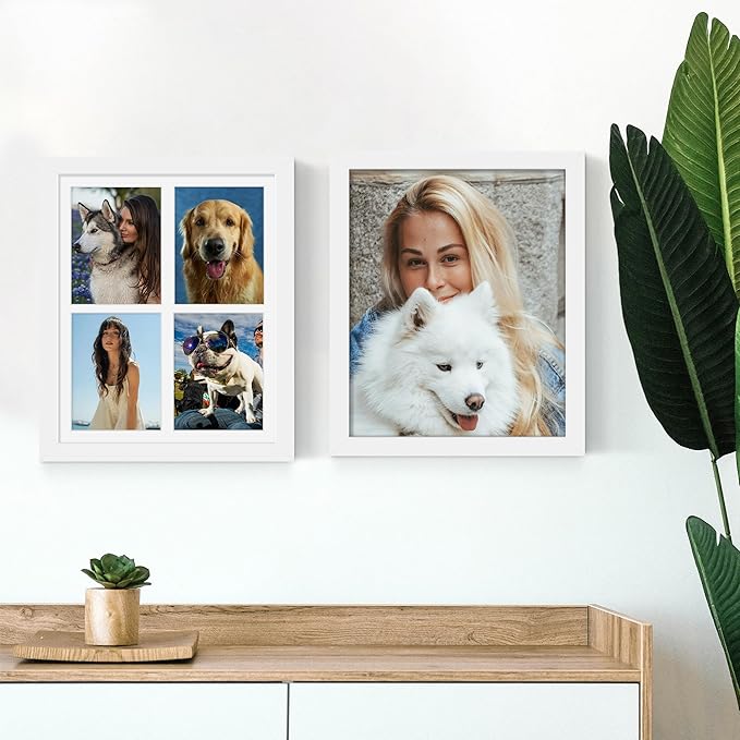 12x16 Picture Frame 5x7 Collage Picture Frame Displays Four 5x7 inch Photos or 12x16 (Without Mat) for Available Horizontal Wall Mounting Display and Vertical White
