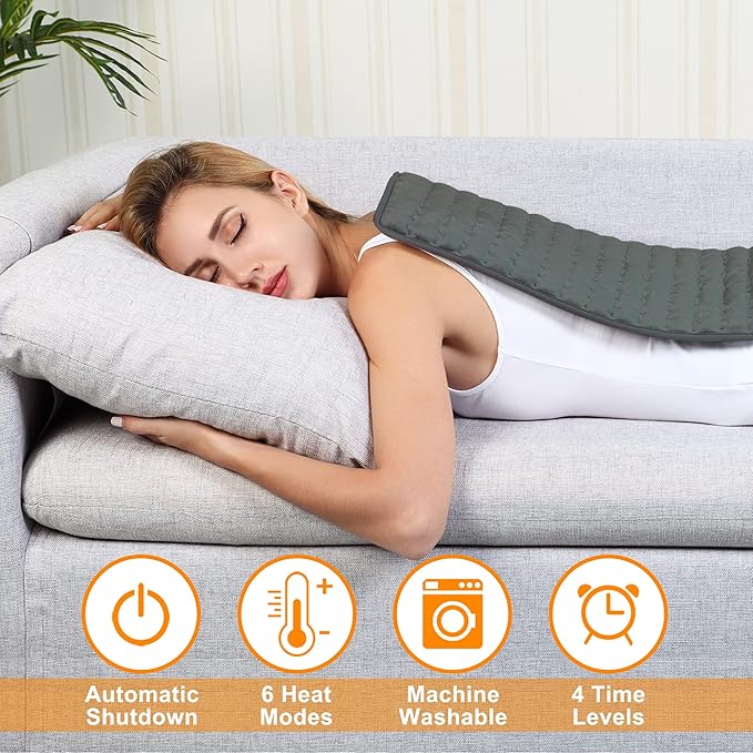 24"X20" Electric Heating pad with 6 Heat Settings, Auto Shut Off, Dry Electric Heating for Back Neck Knee Arms Legs Shoulder Heat Pads for Christmas Birthday Father's Day Mother's Day (Dark Gray)