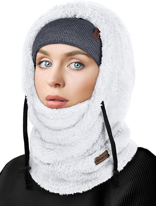 Ski Mask Fleece Balaclava, Windproof Face Mask Winter Warm Neck Cover Hat Hood for Men Women