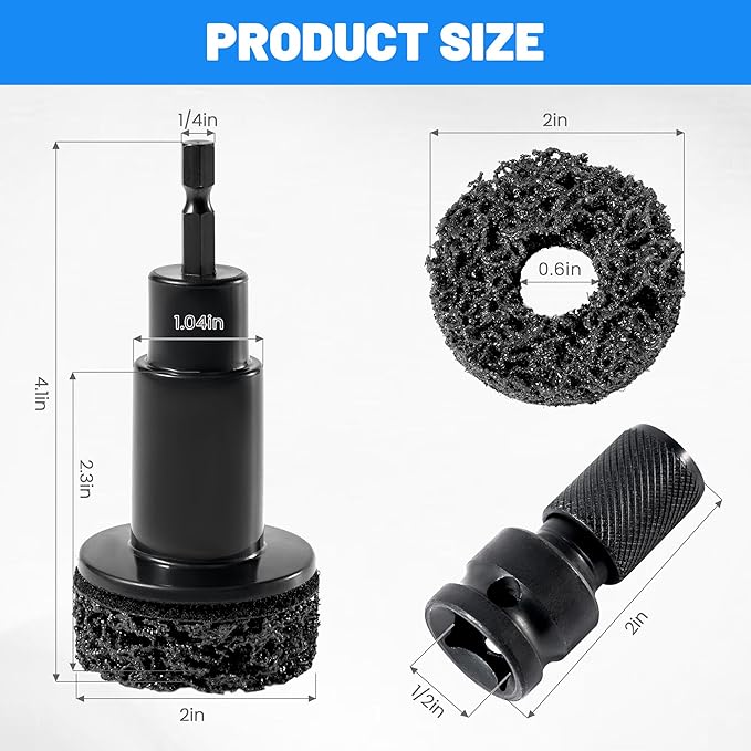 Wheel Hub Cleaning Tool Kit, Drill-Powered Wheel Stud Cleaner Includes 5 Pads, Fits Power Drill & 1/2" Impact Driven Wrenches, Quick Rust Removal, Surface Resurfacing for Lug Stud and Rotor