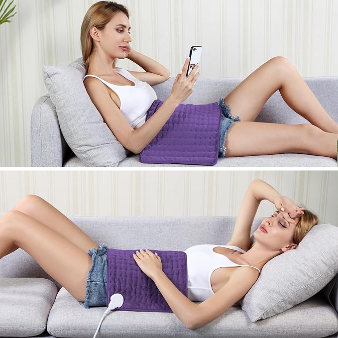 24"X20" Electric Heating pad with 6 Heat Settings, Auto Shut Off, Dry Electric Heating for Back Neck Knee Arms Legs Shoulder Heat Pads for Christmas Birthday Father's Day Mother's Day (Dark Purple)