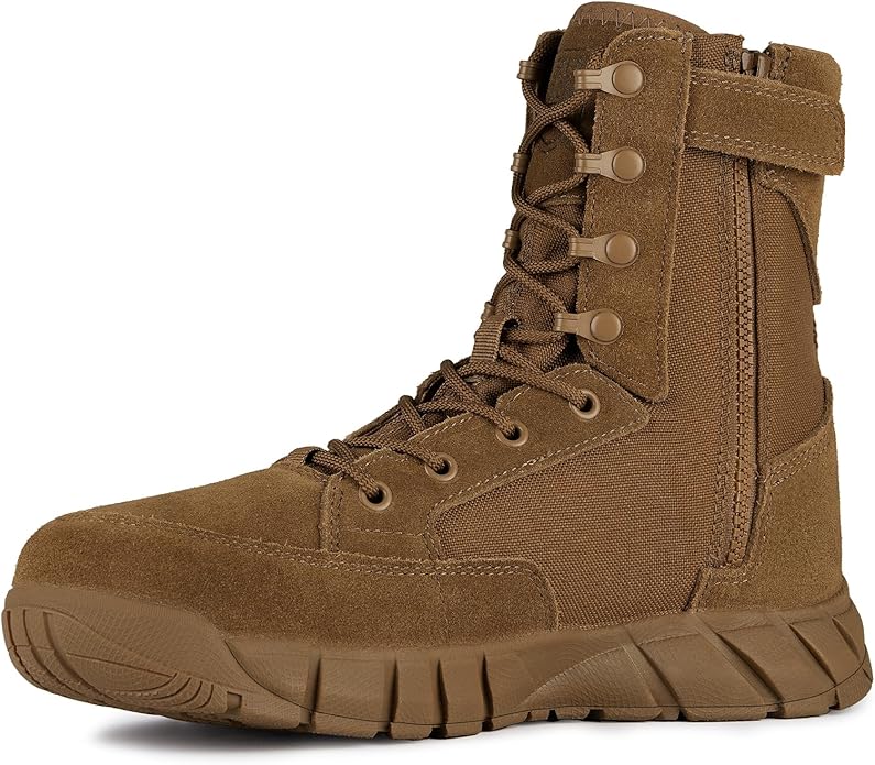 FREE SOLDIER Men's Work Tactical Boots 8 Inches Lightweight Combat Boots Durable Suede Leather Military Boot Desert Boot