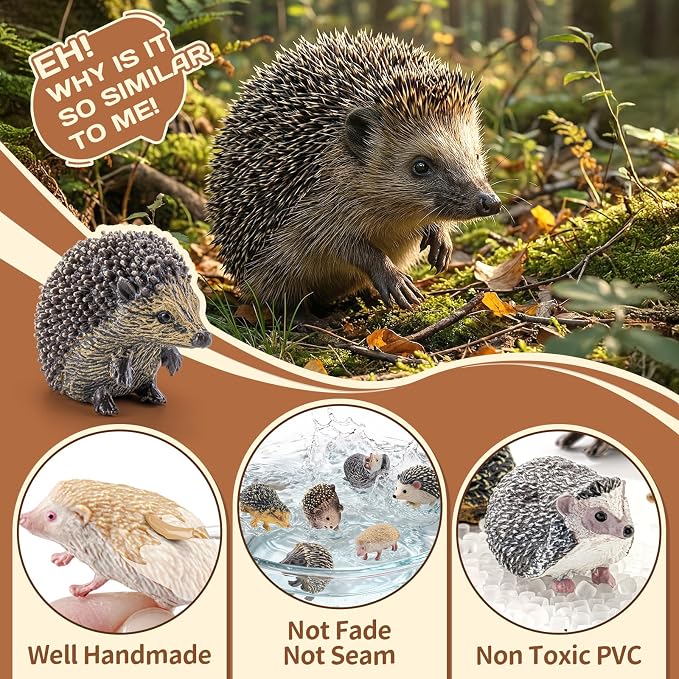 8PCS Mini Hedgehog Figure, Forest Animal Toys, Fairy Garden Decor | Plant Decorations for Pots, Garden decorations, Solid Animal Toys, Woodland Cake Decoration, Kid Birthday Holiday Party Gifts