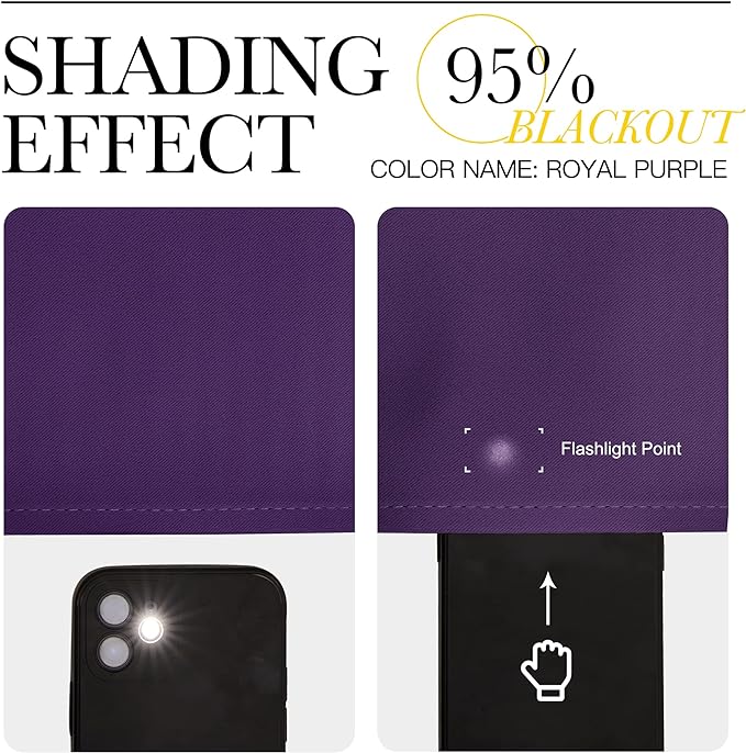 NICETOWN Kitchen Curtains Blackout Drapes & Curtains, Energy Smart Window Treatment Curtain Panels for Bedroom (Royal Purple, 34 in x 45 in (W x L), Set of 2)