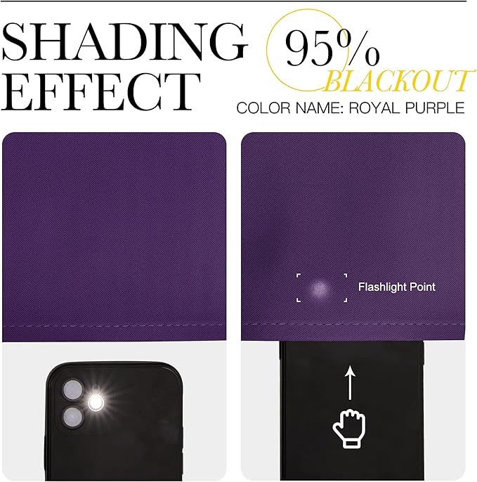 NICETOWN Bedroom Curtain Panels for Kids Room, Triple Weave Home Decoration Thermal Insulated Solid Blackout Curtains & Drapes for Nursery (Set of 2, 34-inch x 63-inch, Royal Purple)