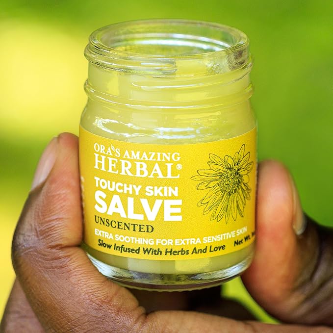 Ora's Amazing Herbal Touchy Skin Salve for Eczema Relief, Natural Cream for Kids and Adults, Itch and Dryness Balm with Calendula, Fragrance-Free, 1 oz Travel Size, 2 Pack