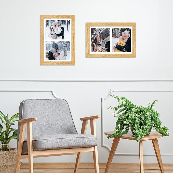 11x17 Picture Frame Display 2 opening 8X10 Double Picture Frame Collage,Multi Photo Frame with Mat,Plexiglass,Wall Mount Decor,Gold