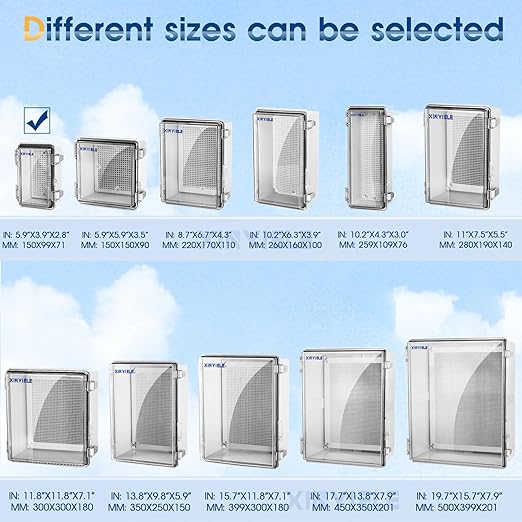 Waterproof Outdoor Project ABS Plastic Junction Box IP67 Weatherproof Dustproof Enclosure with Hinged Cover, Mounting Plate,Wall Brackets for Power Project (Clear,5.9"x3.9"x2.8")