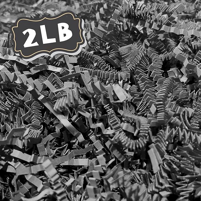 ZEBMOON 2 LB Grey Crinkle Cut Paper Shred Filler Great for Gift Wrapping, Basket Filling, Birthday, Wedding, Halloween, Thanksgiving, Christmas Day, New Year Party Decorations Filling Supplies
