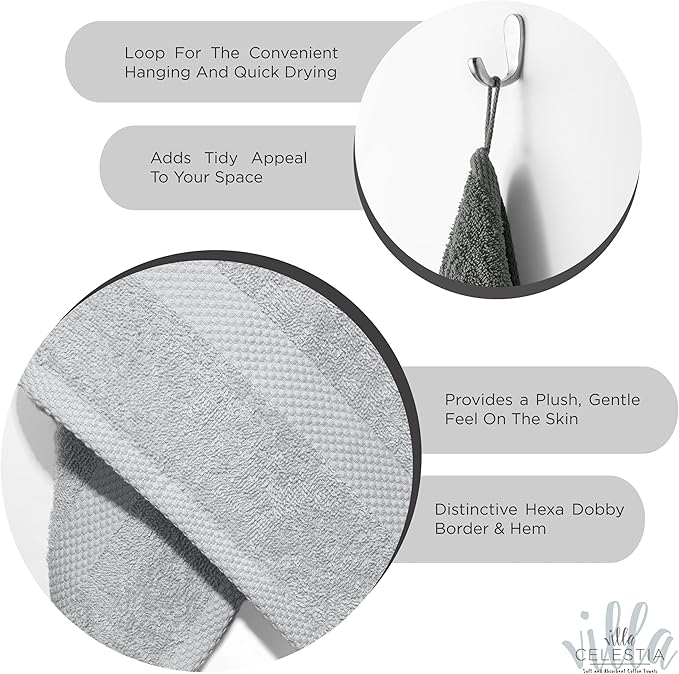 Premium Silver Hand Towel-100% Cotton Hand Towels for Bathroom 650 GSM Soft Silver Hand Towels Absorbent & Fast Drying Bath Hand Towels-Elegant Salon Spa Hotel Hand Towel Set of 4 (16''x 28'')