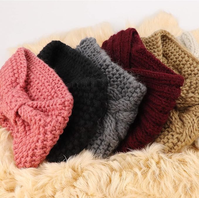 DRESHOW Winter Knit Chunky Headbands for Women Crochet Turban Knitted Ear Warmer Fashion Head Wrap 6 Pack
