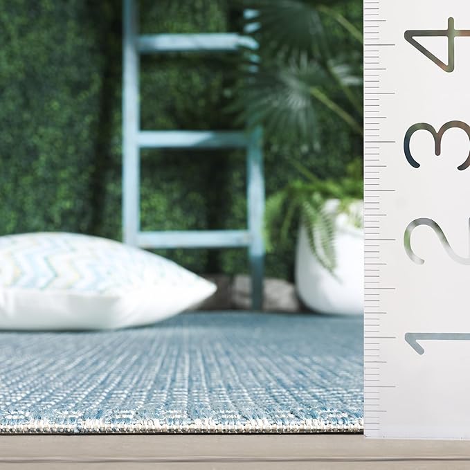 SAFAVIEH Washable Rug Outdoor Courtyard Collection - 10' Square, Navy & Grey, Non-Shedding & Easy Cleaning, Ideal for Patio, Backyard, Mudroom (CY8521-37121)