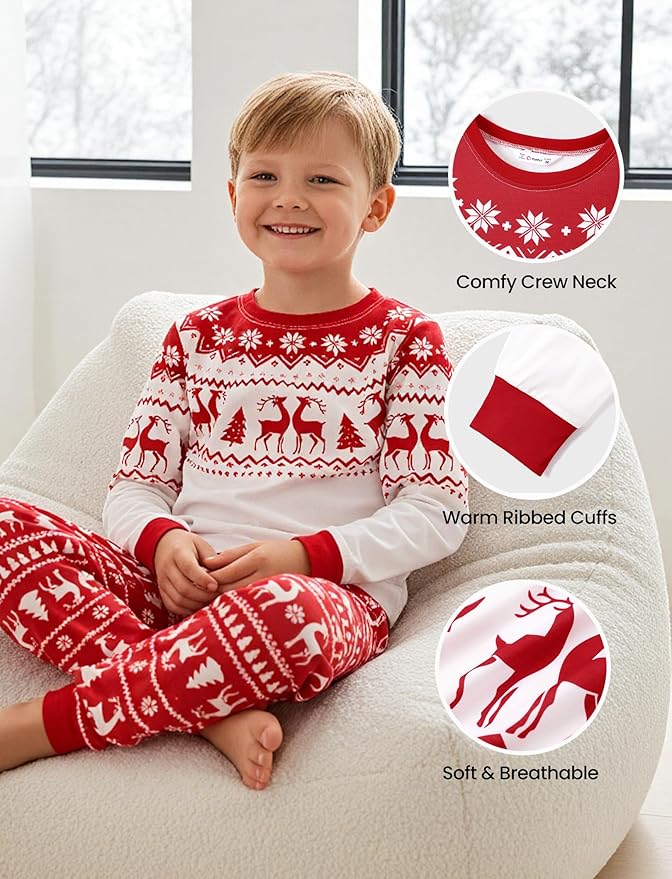 PATPAT Christmas Family Matching Pajama Sets Includes Christmas Socks - Perfect for Family Photos & Holiday Celebrations