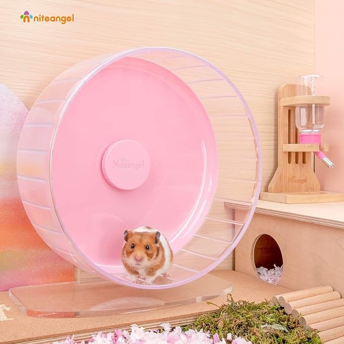 Niteangel Super-Silent Hamster Exercise Wheels: Quiet 11 inch Running Wheel | Can 11.6-15.4" Adjustable Height - No Bend Back Spinner Running for Dwarf Syrian Hamster Gerbils Mice Or Other Small Animal