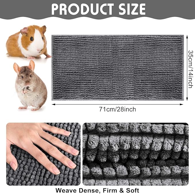 Amylove 4 Pcs Guinea Pig Cage Liner 14 x 28 Inch Washable Chenille Pee Pads Pet Dog Cat Bedding Training Mat Reusable for Small Animals Puppy Bunny Hamster Chinchilla