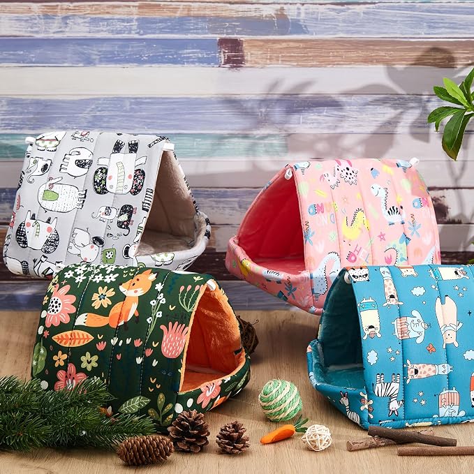 Cinnvoice Guinea Pig Hideout Bed Washable House Cage, Wonder Tale, 7.9 in | Soft Tunnel for Hamster Rabbit Bunny Chinchillas Hedgehog Mice Rat, Cozy Hideaway Habitat Accessories, Removable Cushion Pad