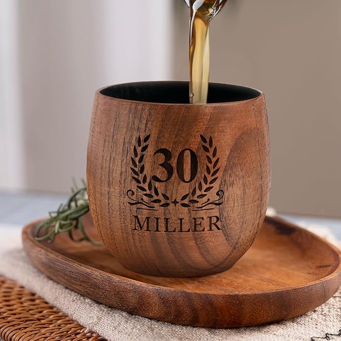 Personalized Whiskey Glasses Custom Wooden Whiskey Glass Groomsmen Gifts Bourbon Drinking Glasses Gifts with Any Text for Birthday Christmas Fathers Day Wedding (Design 3)