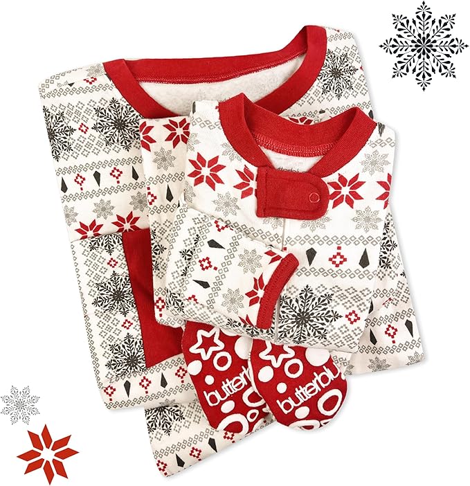 JAMIE Matching Family Jammies Holiday Pajamas 100% Organic Cotton PJs Adults, Kids, Toddlers, Baby, Pets