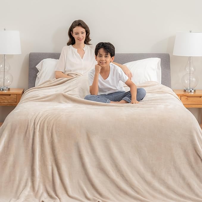 Berkshire VelvetLoft Oversized King Family Blanket, All Season Mid-Weight Ultra Silky and Fuzzy, Seamless Extra Large (Grain, 120x120 Inches)