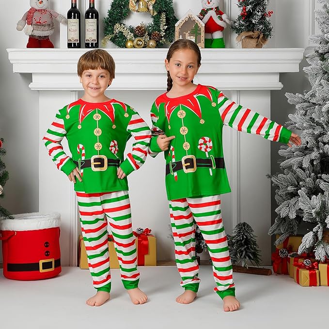 Matching Family Christmas Pajamas Sets, Holiday PJs with Top and Pants, Cute 2 Piece Sleepwear for Couples/Women/Men