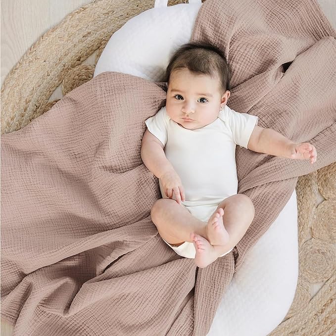 Konssy 3 Pack Muslin Swaddle Blankets for Unisex, Newborn Receiving Blanket, Large 47 x 47 inches, Soft Breathable Muslin Baby Swaddles for Boys & Girls