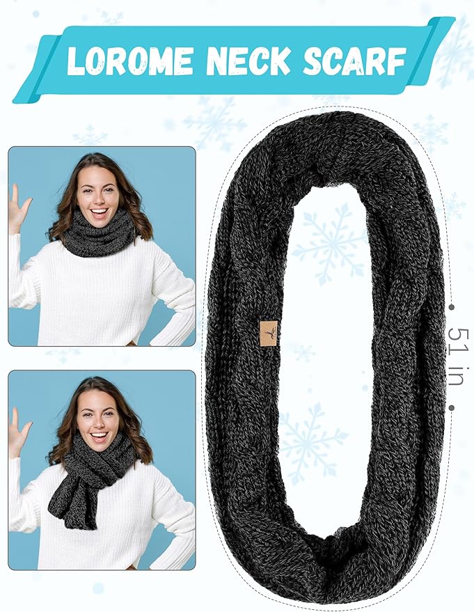 Winter Beanie Hat Scarf Gloves, Warm Fleece Knit Hats Touch Screen Gloves Neck Scarf Set Winter Gifts for Unisex Adult