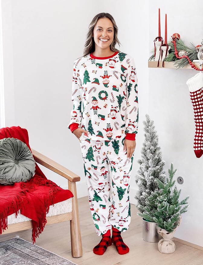 PATPAT Christmas Family Matching Pajama Sets Includes Christmas Socks - Perfect for Family Photos & Holiday Celebrations