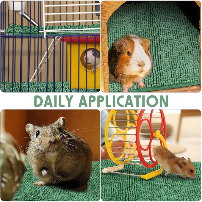 Amylove 4 Pcs Guinea Pig Cage Liner 16 x 24 Inch Washable Chenille Pee Pads Pet Dog Cat Bedding Training Mat Reusable for Small Animals Puppy Bunny Hamster Chinchilla