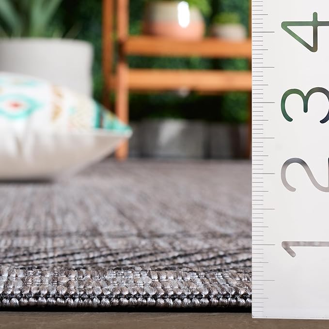 SAFAVIEH Washable Rug Outdoor Courtyard Collection - 2'3" x 22' Runner, Beige & Black, Non-Shedding & Easy to Clean, Ideal for Patio, Backyard, Deck, Kitchen, Mudroom (CY8477-36612)
