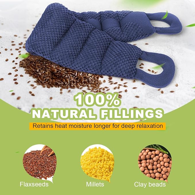 UNCN Long Heating pad for Neck and Shoulders Back 33 * 5.9" microwavable Large Moist Heat Pack Warm hot Compress Neck wrap Weighted Bag Massage Reusable Herbal Nature Calming Portable